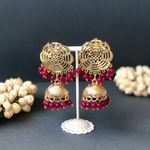 Buy Queen Be Gold Plated Jhumki, Ruby Red Beads - EV19033 - Purplle