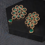 Buy Queen Be Flower Emerald Green Color Stone Earrings - EV19042 - Purplle