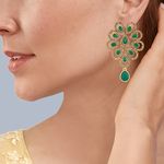Buy Queen Be Flower Emerald Green Color Stone Earrings - EV19042 - Purplle