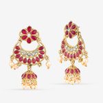 Buy Queen Be Traditional Ruby Red Stones & Pearls Chandbalis - EV19050 - Purplle