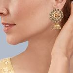 Buy Queen Be Champagne Brown Stone Studded Jhumkis - EV19052 - Purplle