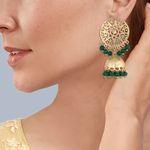 Buy Queen Be Gold Jali Jhumkis, Emerald Green Beads - EV19053 - Purplle