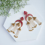 Buy Queen Be Cascading Tassels Chandeliers, Ruby Red Stones & White Pearls - EV19058 - Purplle