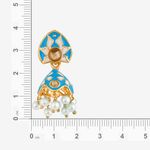 Buy Queen Be Everyday Enameled Jhumkis, Blue & White With White Pearls - EV19065 - Purplle