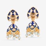 Buy Queen Be Everyday Enameled Jhumkis, Deep Blue & White With White Pearls - EV19070 - Purplle