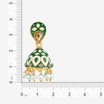 Buy Queen Be Paisley Enameled Jhumkis, Emerald Green And White With White Pearls - EV19072 - Purplle