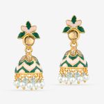 Buy  Queen Be Leaf Enameled Jhumkis  Emerald Green & White With White Pearls -EV19074 - Purplle