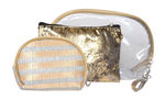 Buy Bonjour Paris Coat Me Women's Multi Purpose 3 pc Vanity Pouch / Makeup Bag Organiser (Beige) - Purplle