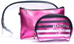 Buy Bonjour Paris Coat Me 3 pc Women's Multi Purpose Makeup Bag / Vanity Pouch / Cosmetic Travel Kit Organiser (Pink) - Purplle