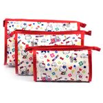 Buy Bonjour Paris Coat Me 3 pc Women's Multi Purpose Makeup Bag / Cosmetic Pouch Kitty Carton Red - Purplle