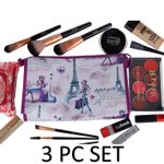 Buy Bonjour Paris Coat Me 3 pc Women's Multi Purpose Makeup Bag / Cosmetic Pouch Kitty Carton Red - Purplle