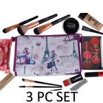 Buy Bonjour Paris Coat Me 3 pc Women's Multi Purpose Makeup Bag / Cosmetic Pouch Purple - Purplle