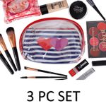 Buy Bonjour Paris Coat Me 3 pc Women's Cosmetic Bag / Makeup Pouch / Toiletry Kit - Blue - Purplle