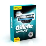 Buy Gillette Mach 3 Shaving Blades- Pack of 6 (Cartridges) - Purplle