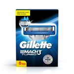 Buy Gillette Mach Turbo 3 Shaving Blades- Pack of 6 (Cartridges) - Purplle