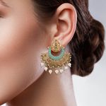 Buy Queen Be Traditional Enameled Chandbalis, Turquoise Blue - EV19061 - Purplle