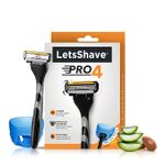 Buy Letsshave Pro 4 Shaving Manual Razor For Men -1 Razor Handle + Pro 4 Blade + Razor Cap - Purplle