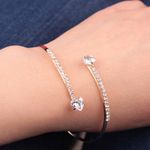 Buy Ferosh Crisanta Golden Floral Rhinestone Bangle Bracelet - Purplle