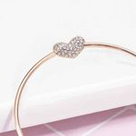Buy Ferosh Eryka Rhinestone Heart Golden Cuff Bracelet - Purplle