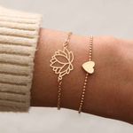 Buy Ferosh Lotus Love Golden Dual Bracelet Set - Purplle