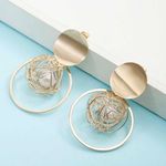 Buy Ferosh Ayelet Mesh Faux Pearl Golden Drop Earrings - Purplle