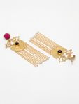 Buy Ferosh Adhrita Pink-Black Stone Pearl Chained Tassel Earrings - Purplle