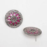 Buy Ferosh Leela Magenta Oxidized Stud Earrings - Purplle