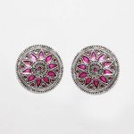 Buy Ferosh Leela Magenta Oxidized Stud Earrings - Purplle