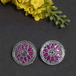 Buy Ferosh Leela Magenta Oxidized Stud Earrings - Purplle