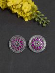 Buy Ferosh Leela Magenta Oxidized Stud Earrings - Purplle