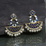 Buy Ferosh Royal Blue And Gold Meenakari Earrings - Purplle