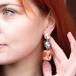 Buy Ferosh Sepia Multi-Coloured Layered Crystal Stone Earrings - Purplle