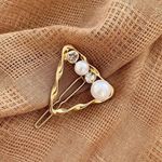 Buy Ferosh Aliza Twisted Pearl Golden Triangular Hair Pin - Purplle
