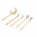 Buy Ferosh Crescent Star Pearl Charm Hair Pins (Set of 5 Pins) - Purplle