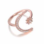 Buy Ferosh Effie Crescent Sun Rhinestone Rose Gold Statement Ring - Purplle