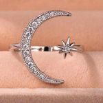 Buy Ferosh Effie Crescent Sun Rhinestone Silver Statement Ring - Purplle