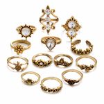 Buy Ferosh Neva Golden Oxidized Crystal Ring Set - Purplle