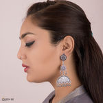 Buy Queen Be Oxidised Half Moon Long Earrings - ED19007 - Purplle