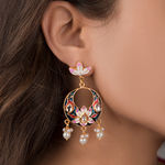 Buy Queen Be Blooming Lotus Chandbali, Blue & Pink Enamel - ES19014 - Purplle