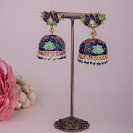 Buy Queen Be Divine Lotus Jhumki, Blue & Green Enamel - ES19018 - Purplle
