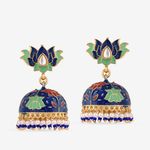 Buy Queen Be Divine Lotus Jhumki, Blue & Green Enamel - ES19018 - Purplle