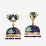 Buy Queen Be Divine Lotus Jhumki, Blue & Green Enamel - ES19018 - Purplle