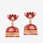 Buy Queen Be Divine Lotus Jhumki, Pink & Maroon Enamel - ES19019 - Purplle