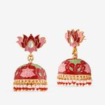Buy Queen Be Divine Lotus Jhumki, Pink & Maroon Enamel - ES19019 - Purplle