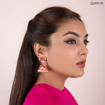 Buy Queen Be Divine Lotus Jhumki, Pink & Maroon Enamel - ES19019 - Purplle