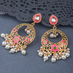 Buy Queen Be Pink Enameled Flower Chandbali - ES19020 - Purplle