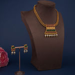 Buy Queen Be Classic Studded Temple Necklace Set, Ruby Red & Emerald Green - NV19021 - Purplle