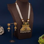 Buy Queen Be Pearl Tassel & Peacock Temple Necklace Set - NV19022 - Purplle