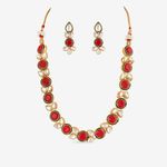 Buy Queen Be Classic Single Line Necklace Set, Kundan & Ruby Red - NV19031 - Purplle