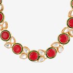 Buy Queen Be Classic Single Line Necklace Set, Kundan & Ruby Red - NV19031 - Purplle